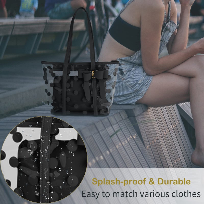 PG6 FF1 Women Waterproof Clear Tote Shoulder Bag Handbag Beach Shopping Bag Work Bag - Image 5